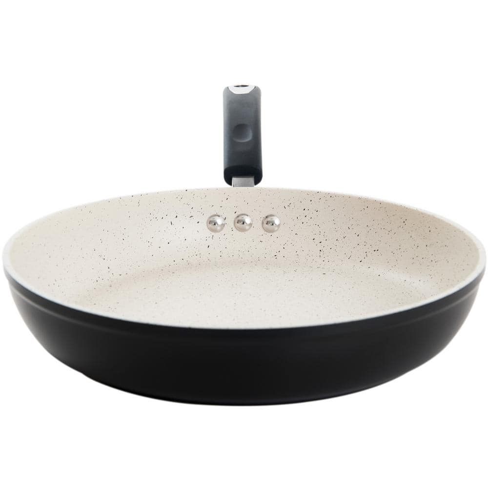 12 in. Stone Frying Pan with 100% APEO and PFOA-Free Stone-Derived Non-Stick Coating from Germany in Lava Black - Hercitys