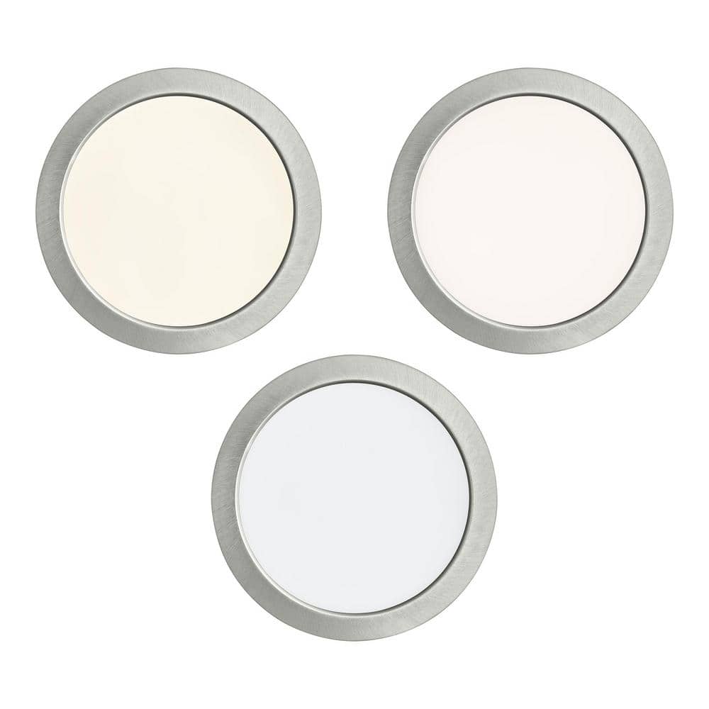 12 in. LED Flush Mount Smart CCT and RGB Selectable Brushed Nickel Finish with Night Light Powered by Hubspace - Hercitys