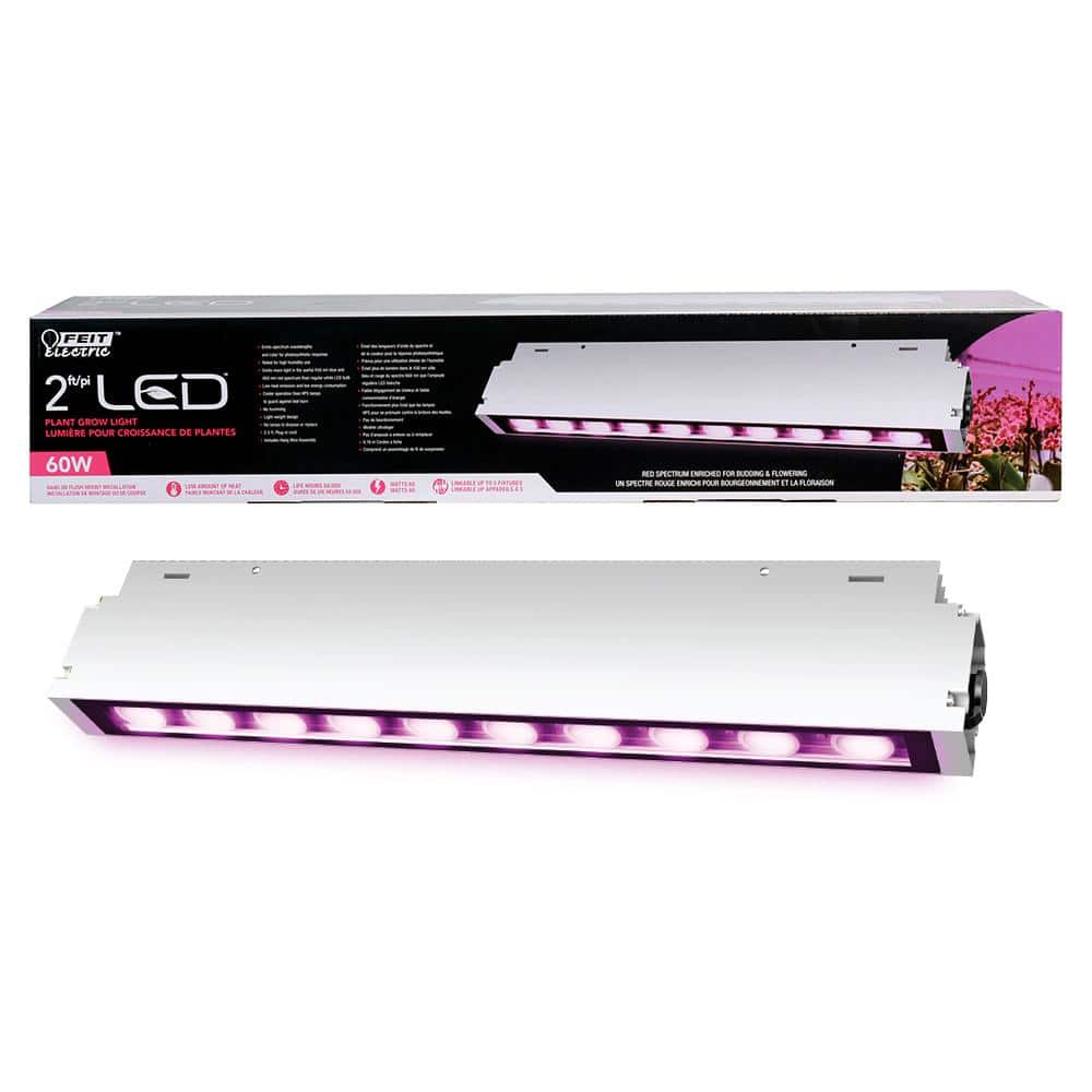 2 ft. 60-Watt Heavy-Duty White Hydroponic LED Non-Dimmable Indoor and Outdoor Linkable Vertical Grow Light Fixture - Hercitys