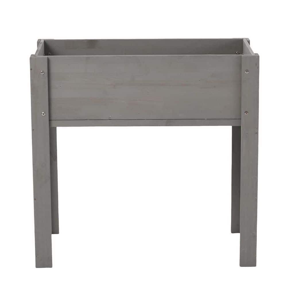 29 in. x 14 in. x 8.5 in. Wood Raised Garden Bed, Elevated Planter Box Standing Growing Bed, Gray - Hercitys