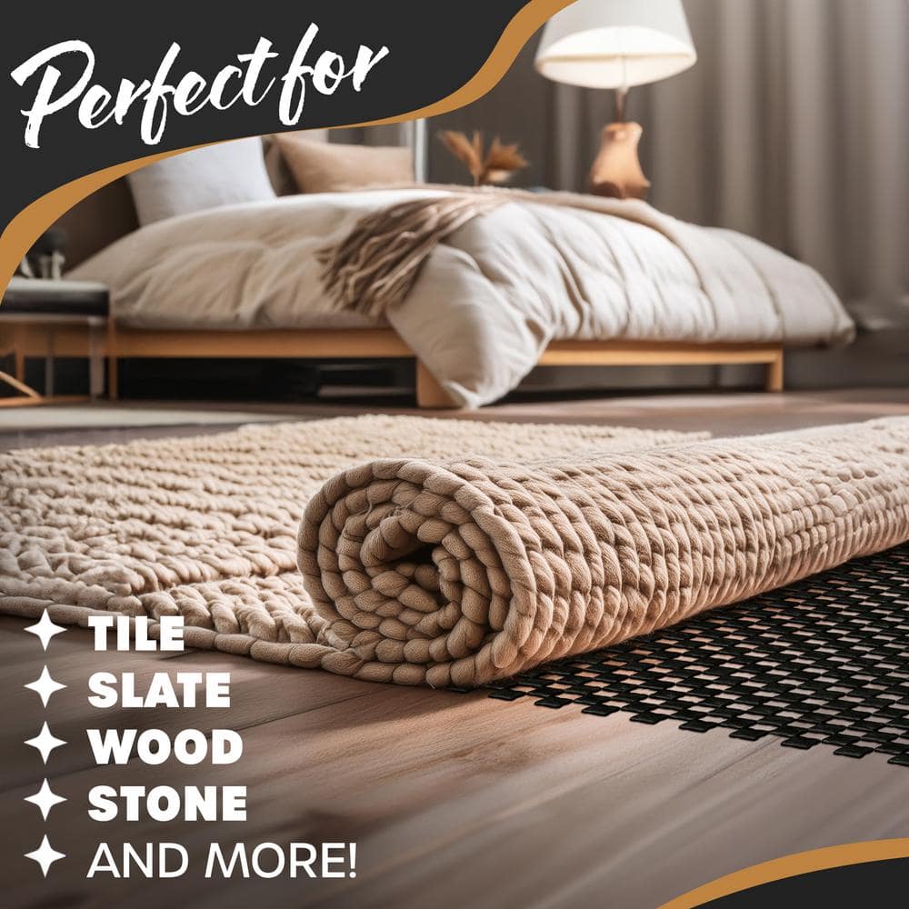 5 ft. x 7 ft. Premium Grip and Dual Surface Non-Slip Rug Pad in Black - Hercitys
