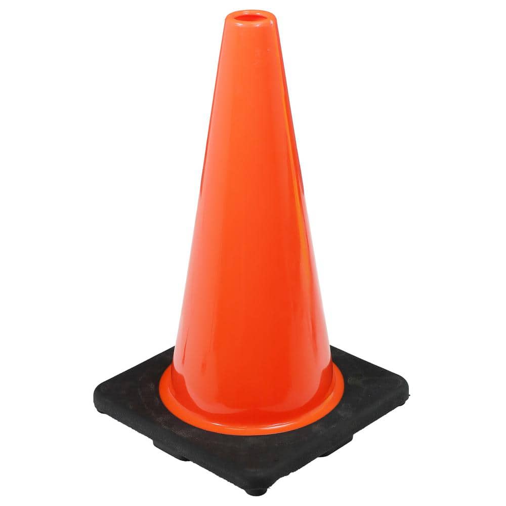 18 in. Orange PVC Injection Molded Safety Cone with Orange Base - Hercitys