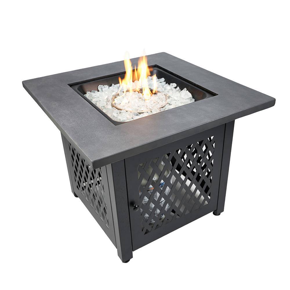 30 in. W x 24 in. H Square Metal Brown and Black Fire Pit Table - Hercitys
