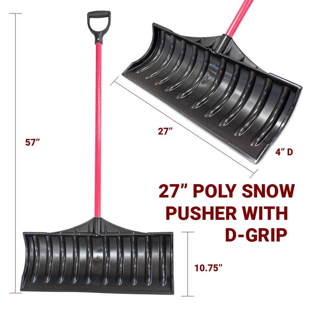 27 in. Fiberglass D-Grip Handle Snow Pusher - Hercitys