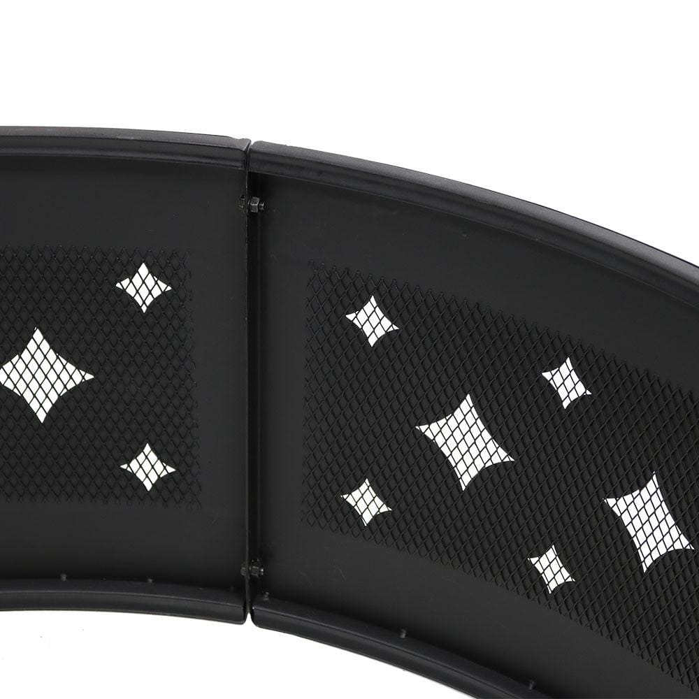 36 in. Round Heavy-Duty Steel Diamond Wood Burning Fire Pit Ring - Hercitys