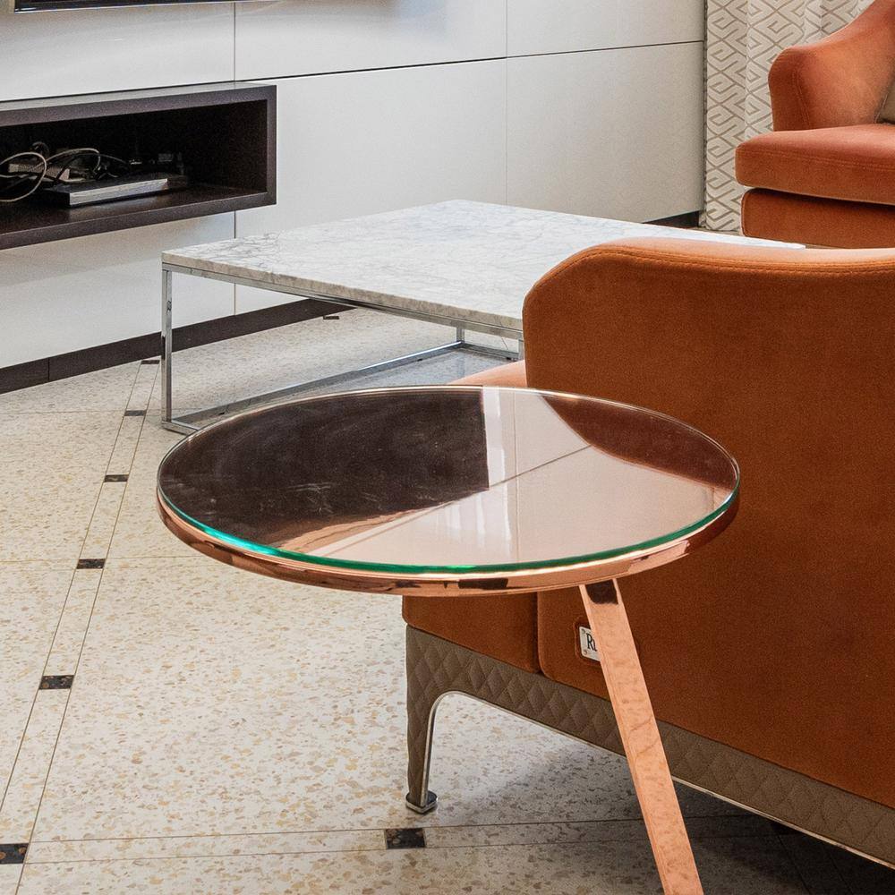 26 in. Clear Round Glass Table Top, 1/4 in. Thickness Tempered Flat Edge Polished - Hercitys