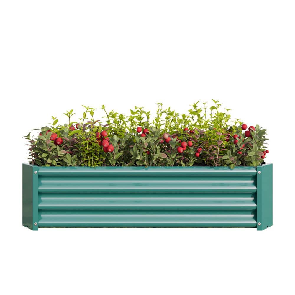 4 ft. x 2 ft. x 1 ft. Green Metal Rectangle Raised Garden Bed for Flowers Plants, Vegetables Herb - Hercitys