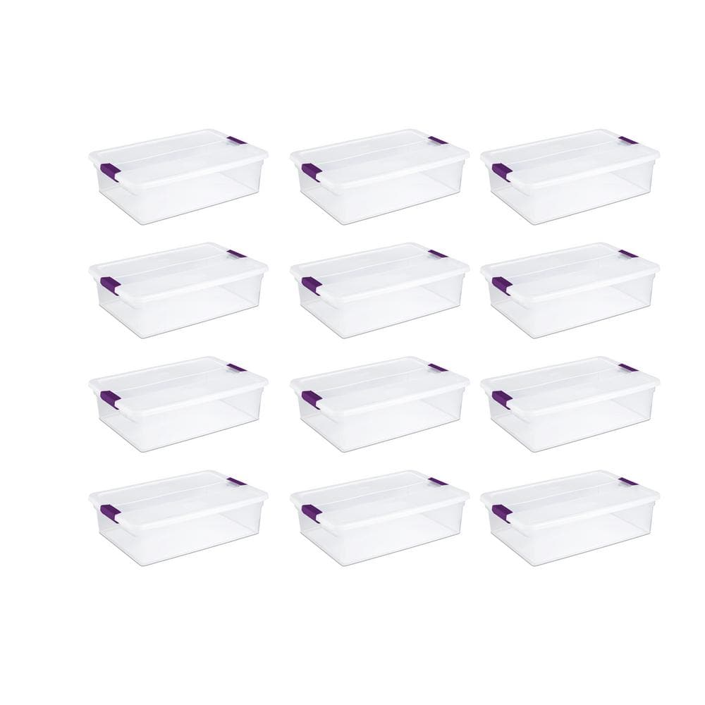 32 qt. Clear View Latch Lid Stackable Storage Container (12-Pack) - Hercitys