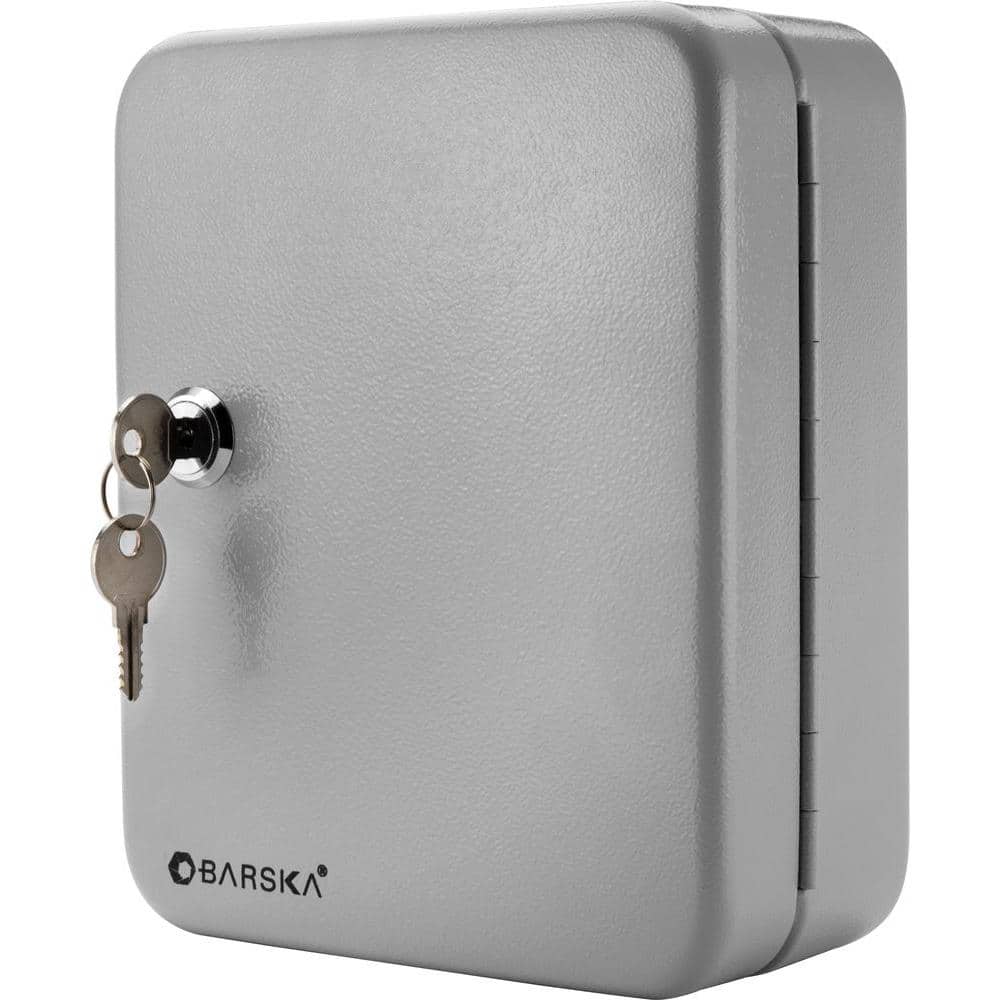 20-Position Steel Key Lock Box Safe with Key Lock, Gray - Hercitys