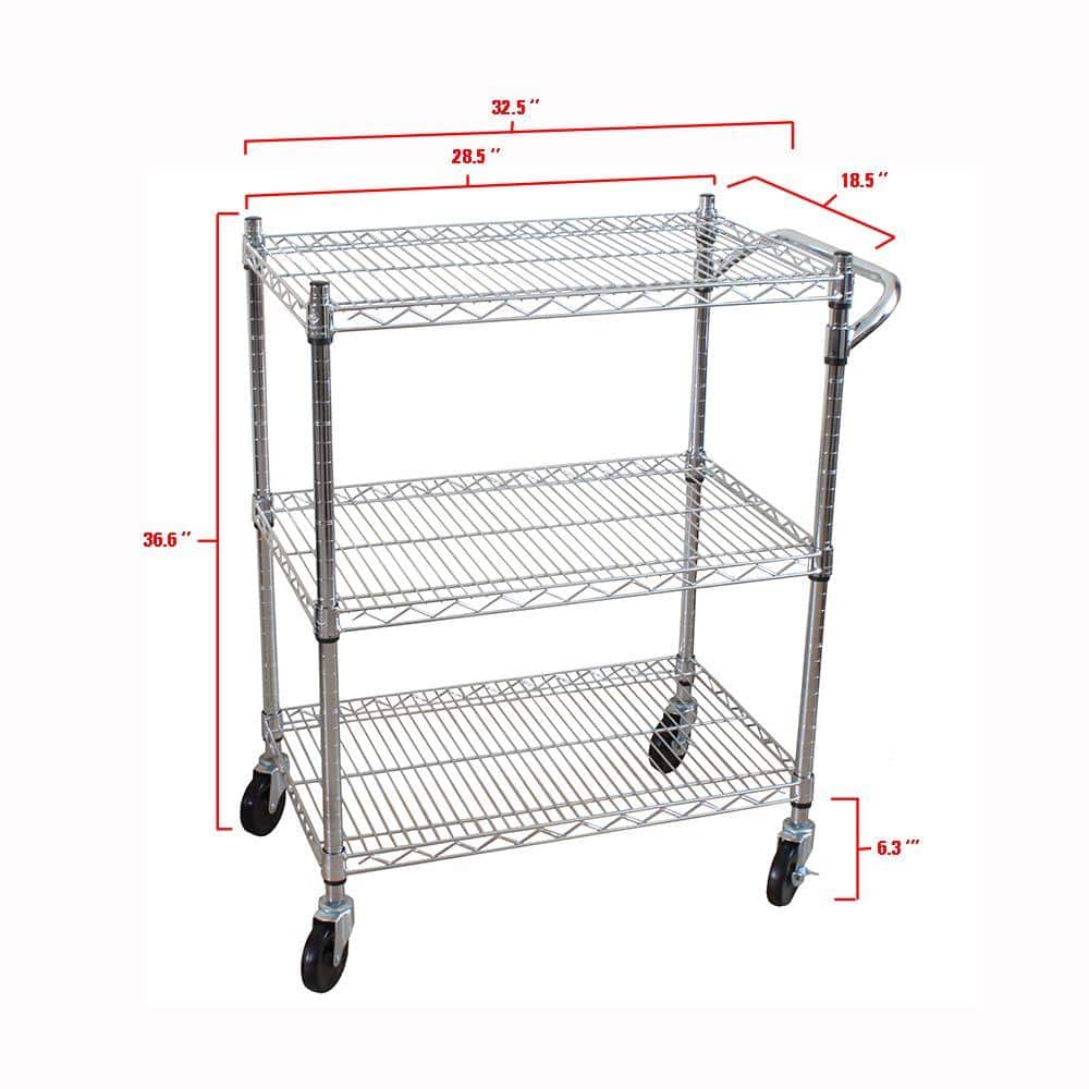 3-Tier Steel Heavy Duty All-Purpose Utility Cart - Hercitys