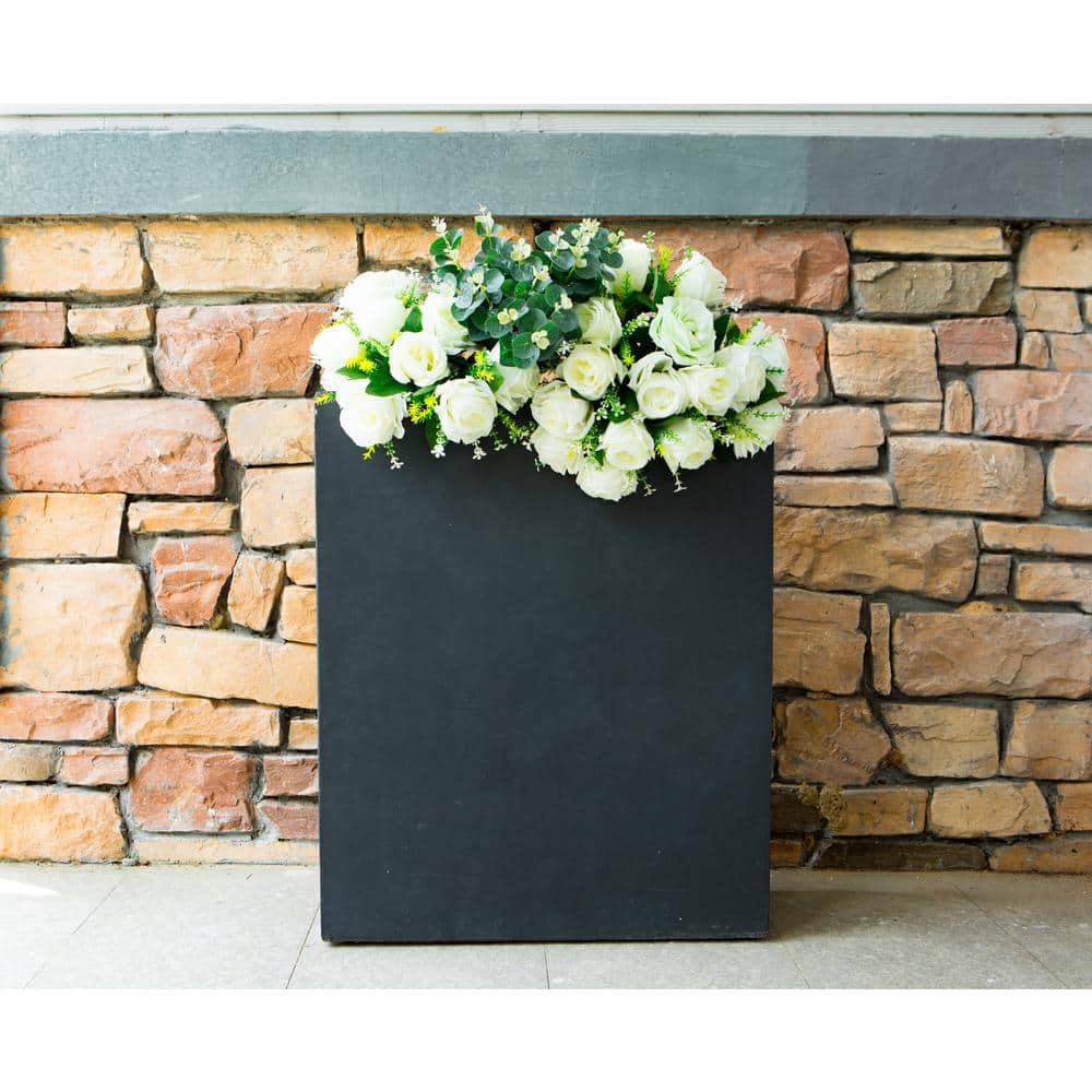 26.8 in. Tall Charcoal Lightweight Concrete Modern Long and High Rectangle Planter - Hercitys