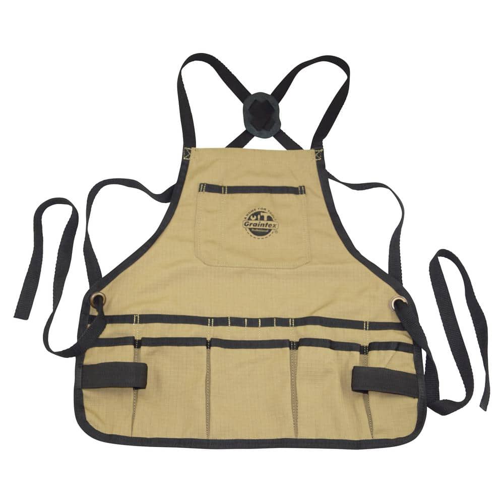 16-Pocket Rip-Stop Canvas Khaki Bib Apron - Hercitys