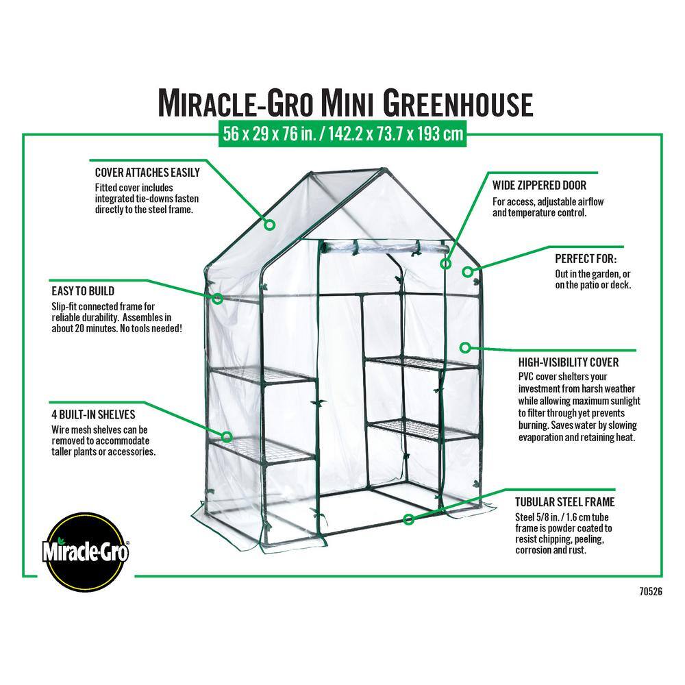 4 ft. 8 in. x 2 ft. 4 in x 6 ft. 4 in. Mini Greenhouse - Hercitys