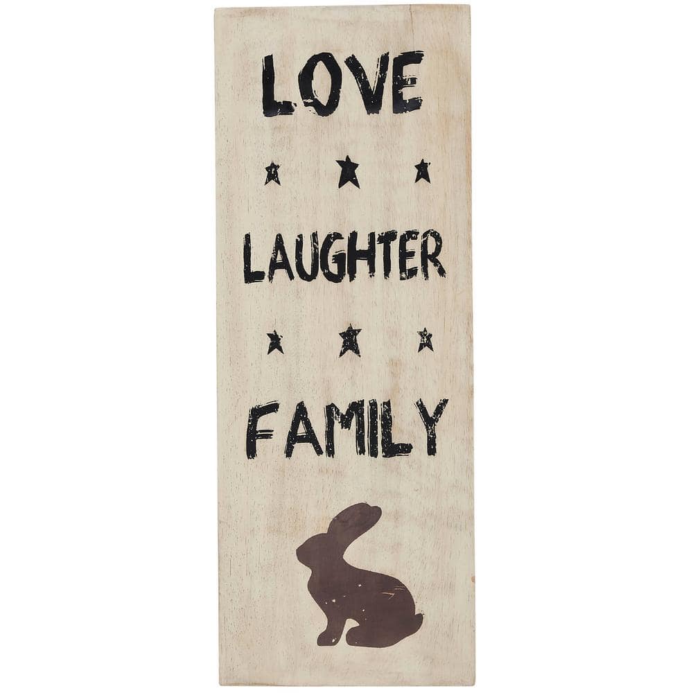 14.5 in. H Dark Creme Wooden Love Laughter Family Easter Wall Decor - Hercitys