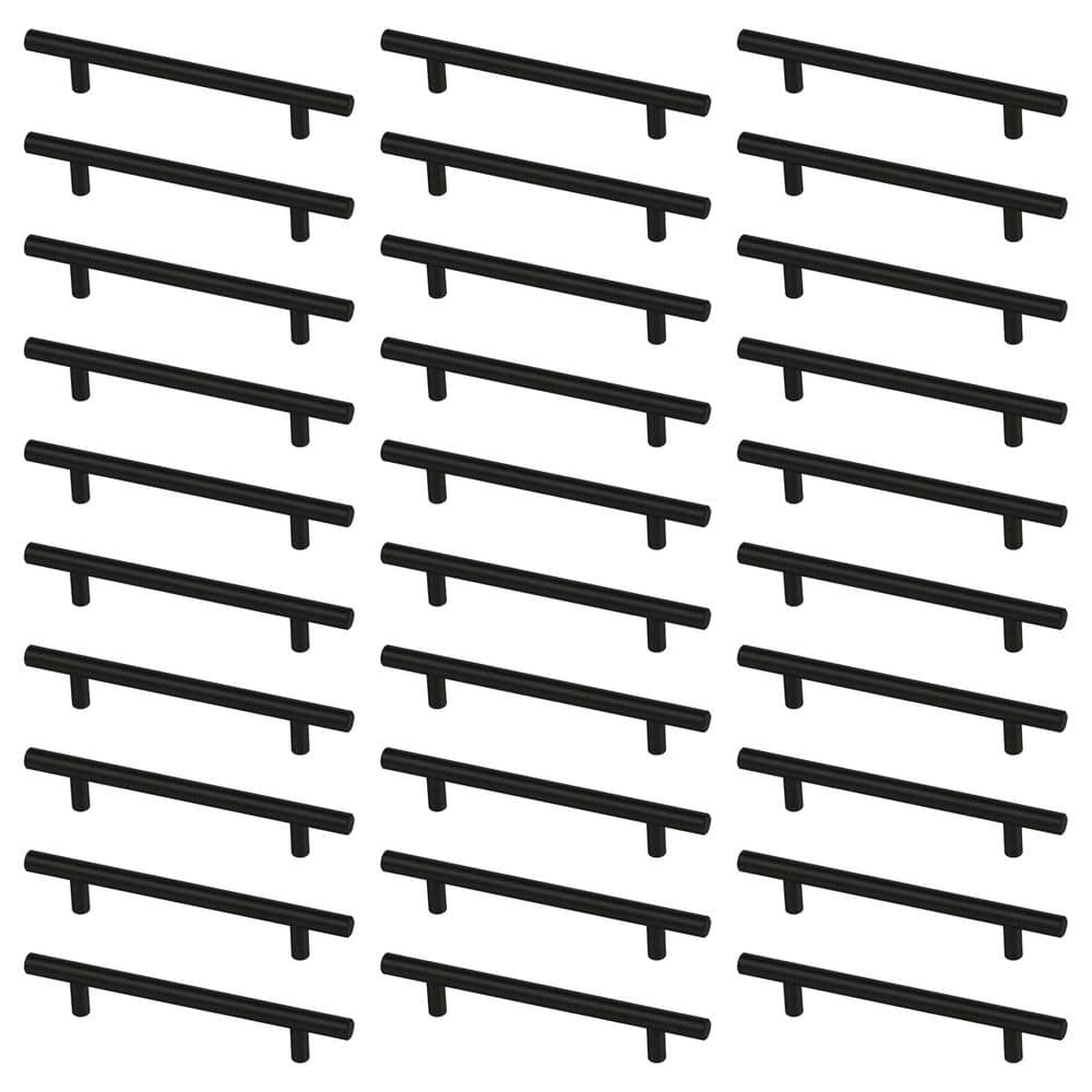 30-Pack Simple Bar 5-1/16 in. (128 mm) Modern Matte Black Cabinet Drawer Pulls - Hercitys