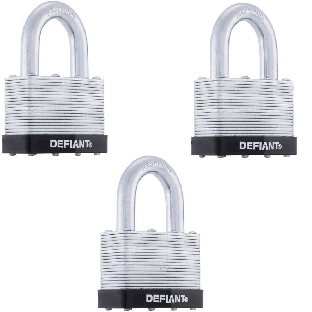 50 mm 1 in. 3-Pack Laminated Steel Shackle Keyed Padlock (Includes 3 Keys) - Hercitys