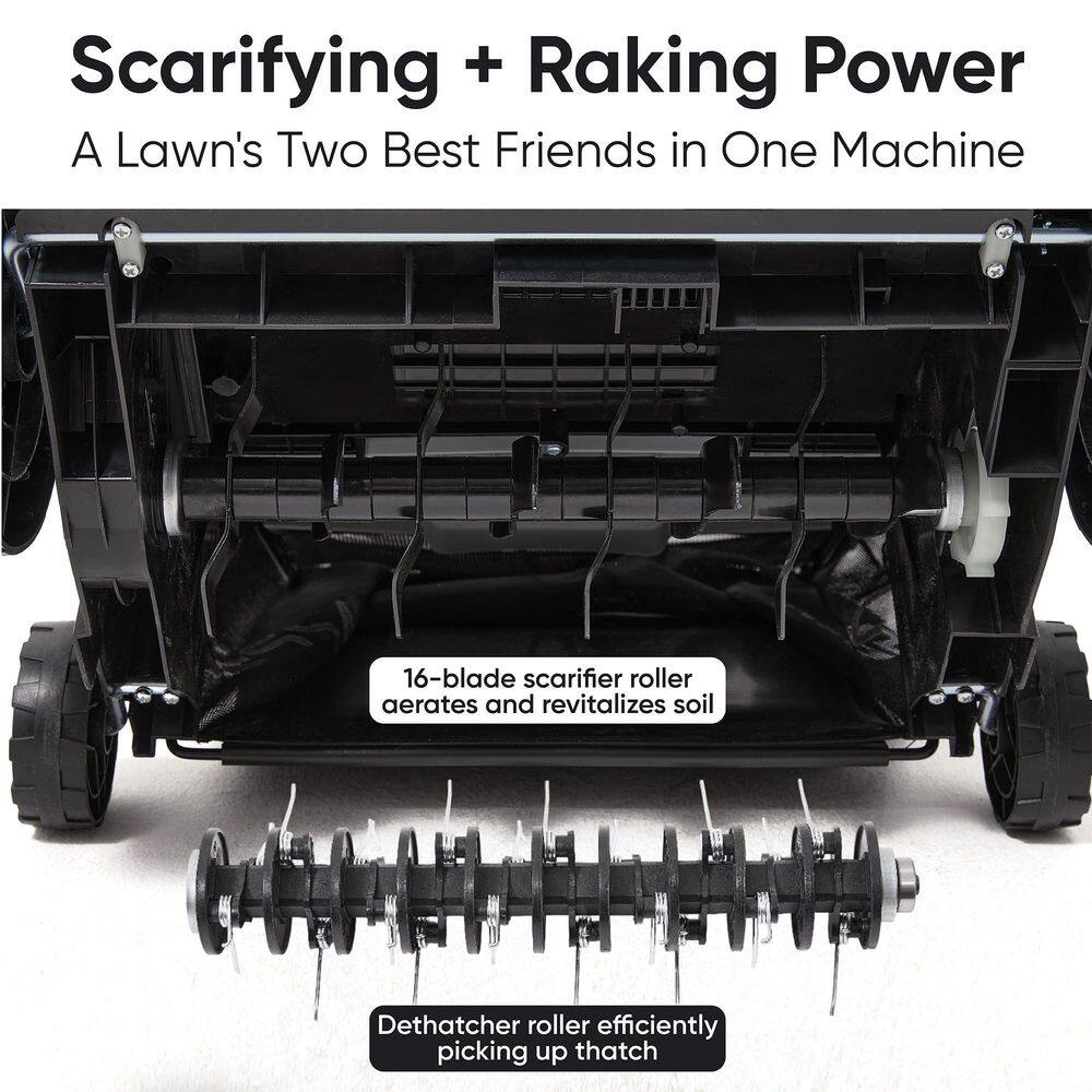 13 in. 12 Amp 2-in-1 Electric Dethatcher and Scarifier with Collection Bag - Hercitys