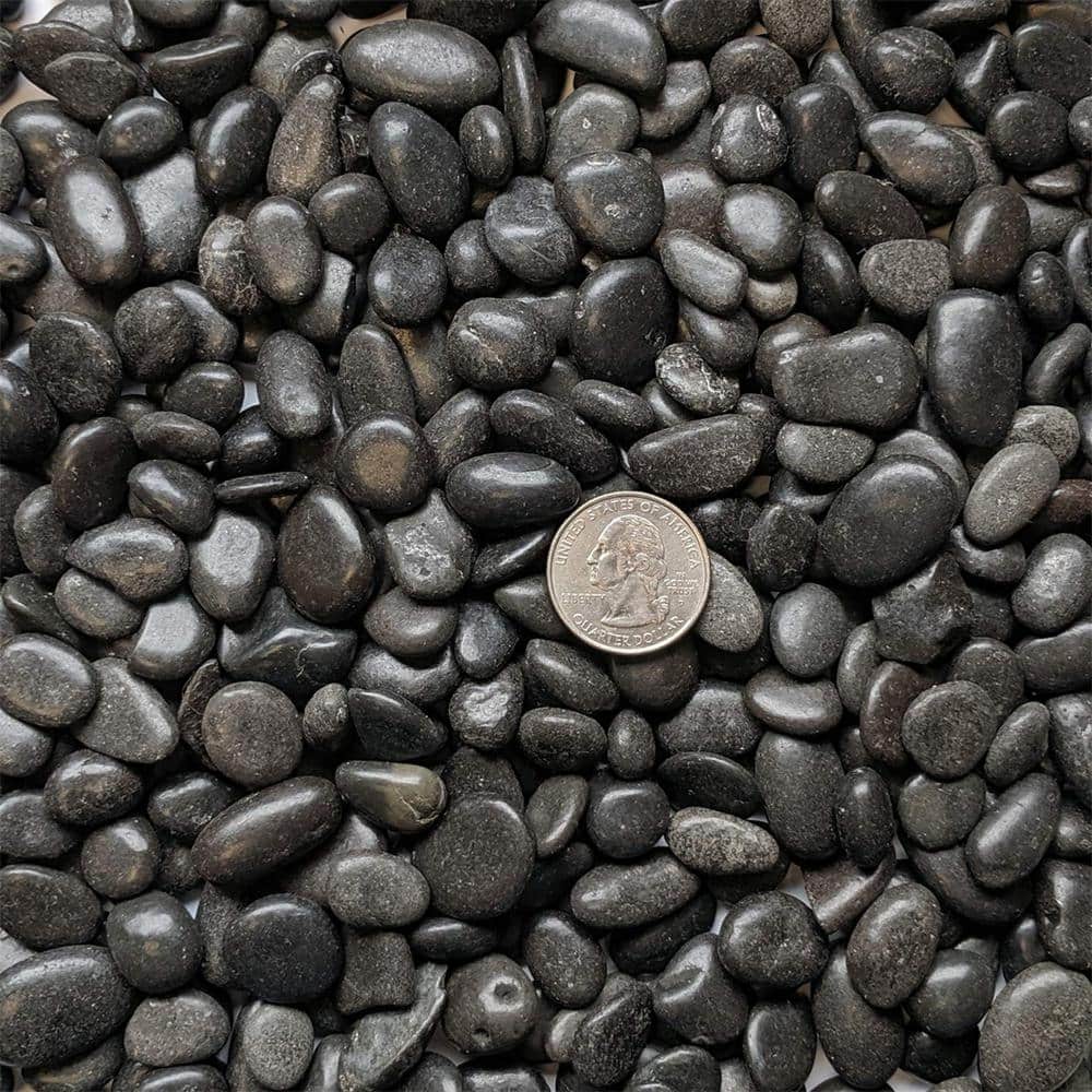 0.1 cu. ft. Black Small Polished Pebbles 5 lbs. 3/8 in.-1/2 in. Size Landscape Rocks - Hercitys
