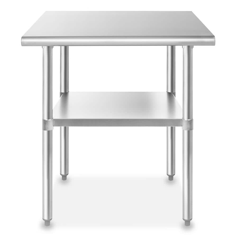 36 x 24 in. Stainless Steel Kitchen Utility Table with Bottom Shelf - Hercitys