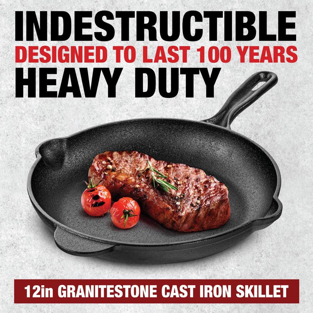 12 in. Pre-Seasoned Cast Iron Skillet - Hercitys