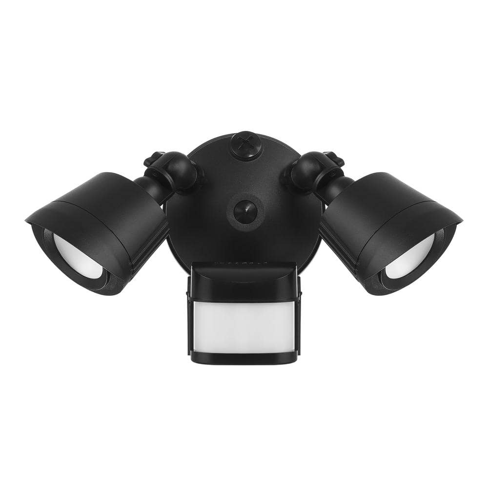 22-Watt equivalent 1500 Lumen Black Motion Sensing Integrated LED Double Flood Light - Hercitys