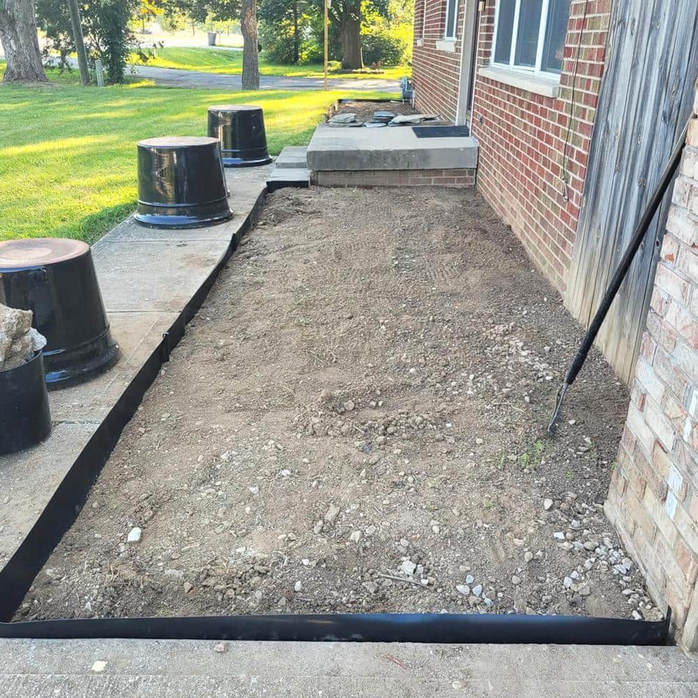 10 in. W x 150 ft. L Black Recycled Flexible HDPE Coiled Terrace Board Landscape Edging Against Invading Weeds - Hercitys