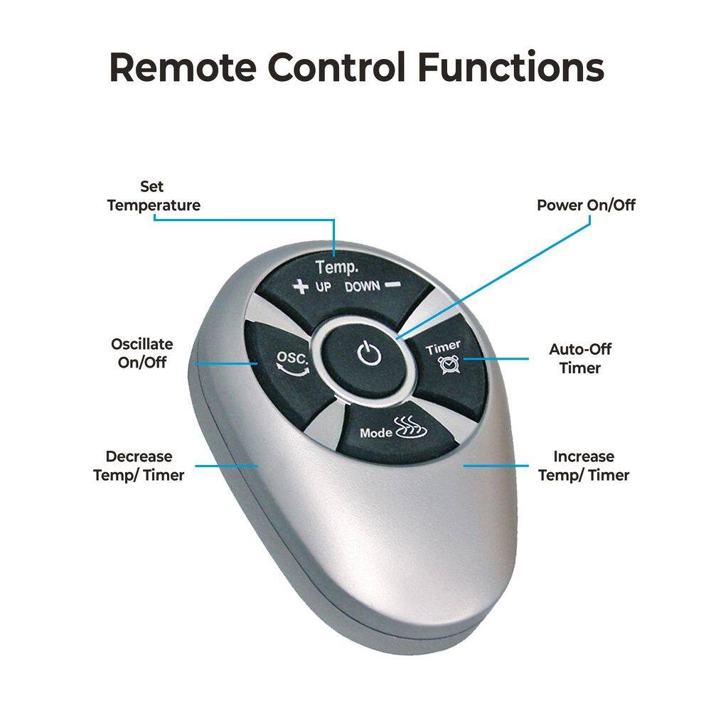 1500-Watt Digital Ceramic Oscillating Electric Tower Heater with Fan and Remote - Hercitys