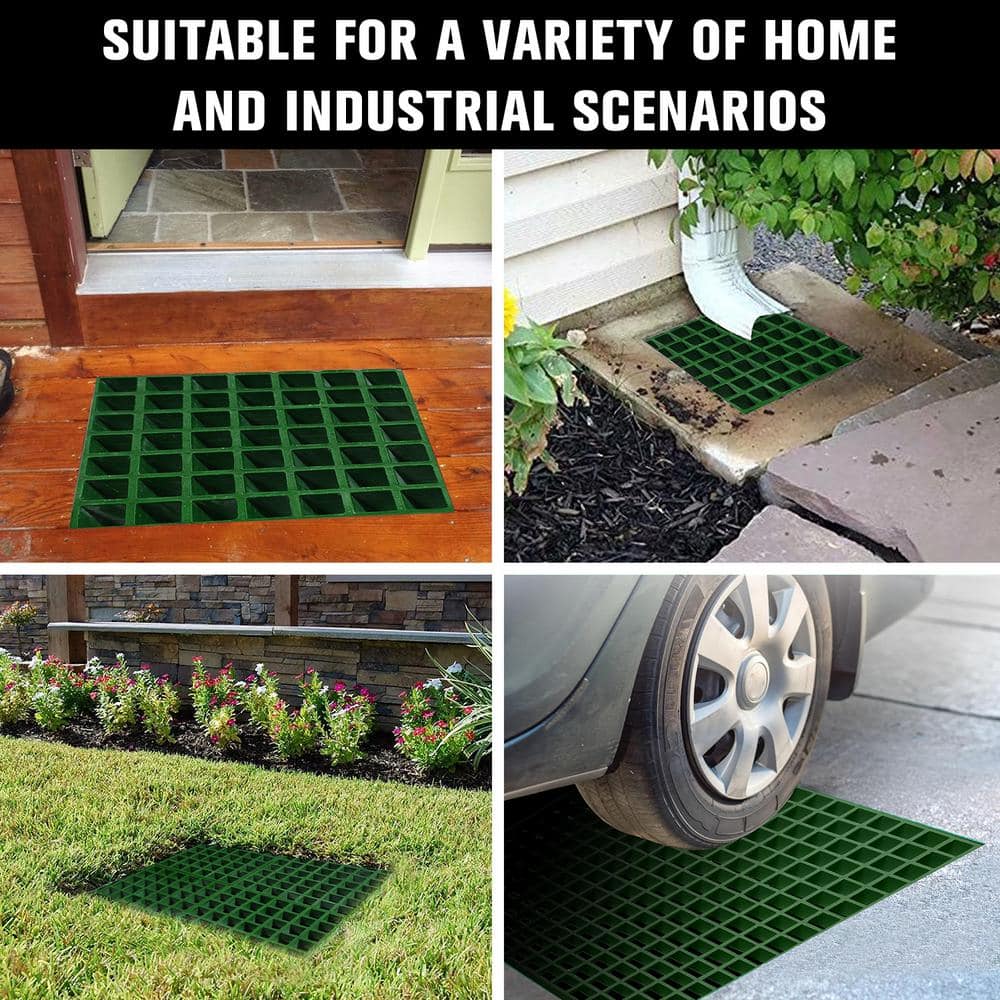 10.6 in. x 10.6 in. x 1 in. Green Fiberglass Molded Grating, Paver,1.5 in. x 1.5 in. x 1 in. (4-Pack) - Hercitys