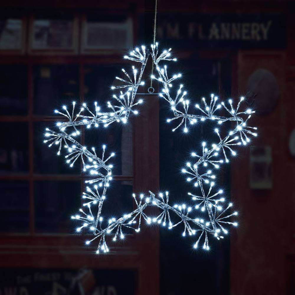2 ft. 240 LED Christmas Star Light Twinkle Lights Warm White Plug in for Home Garden Decoration Silver - Hercitys