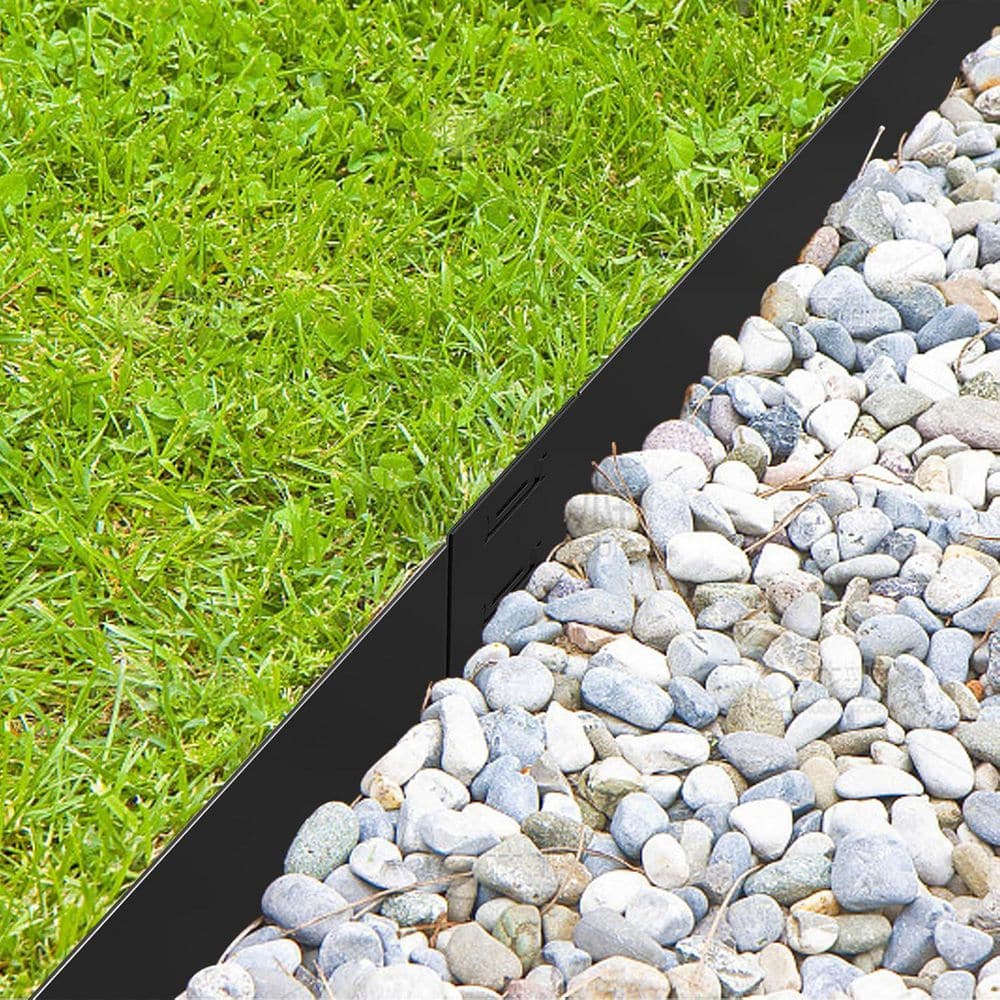 40 in. x 6 in. Galvanized Steel Landscape Edging, 6-Pack, Black, Bendable, 20 ft. Total Length - Hercitys