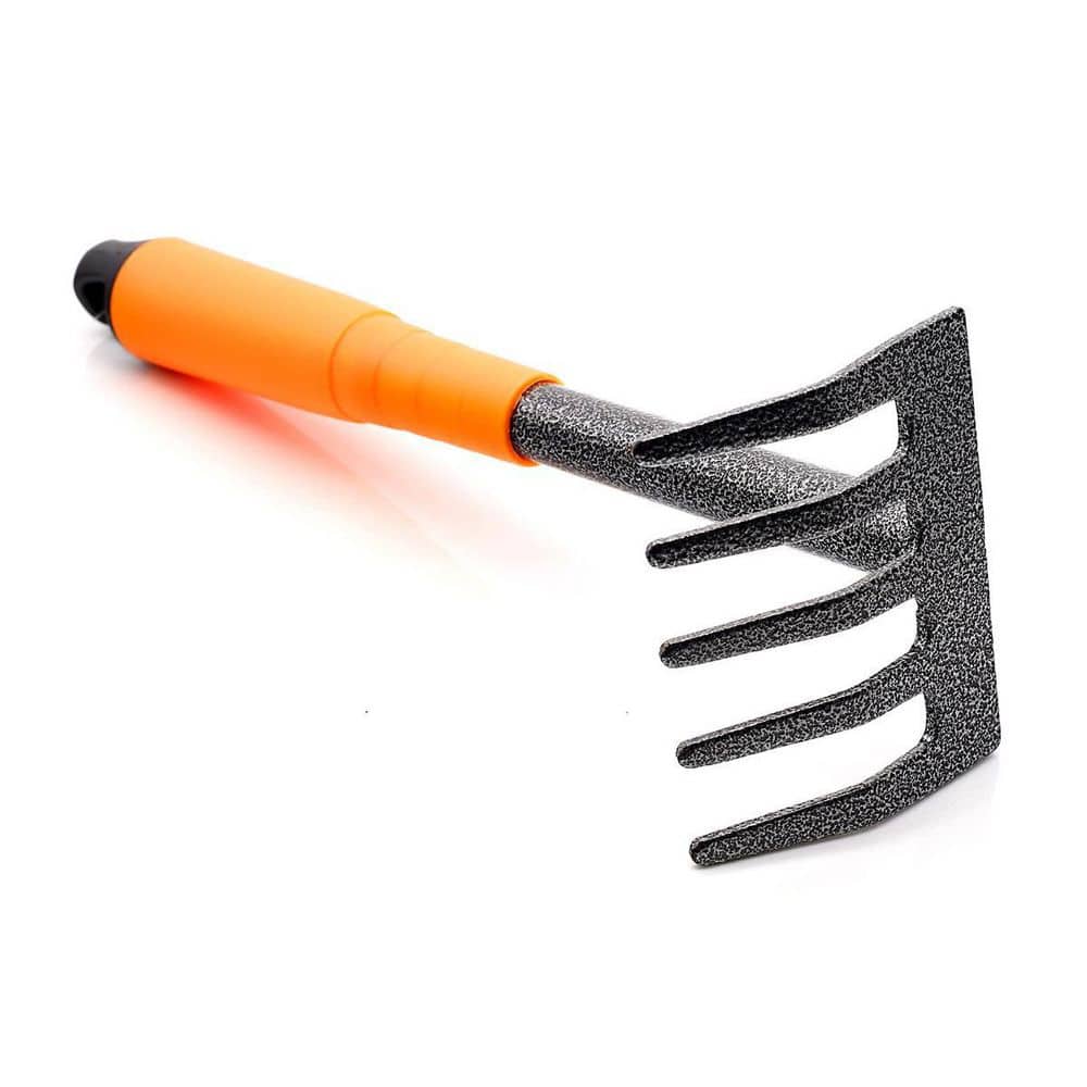 11.4 in. 5-Tine Steel Mini Hand Cultivator with Anti-Rust Comfortable Handle - Hercitys