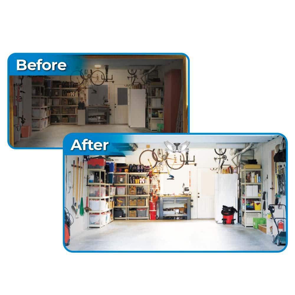 16 in. Black Single Pole 7500 Lumens 4 Panel LED Flush Mount Garage Light - Hercitys