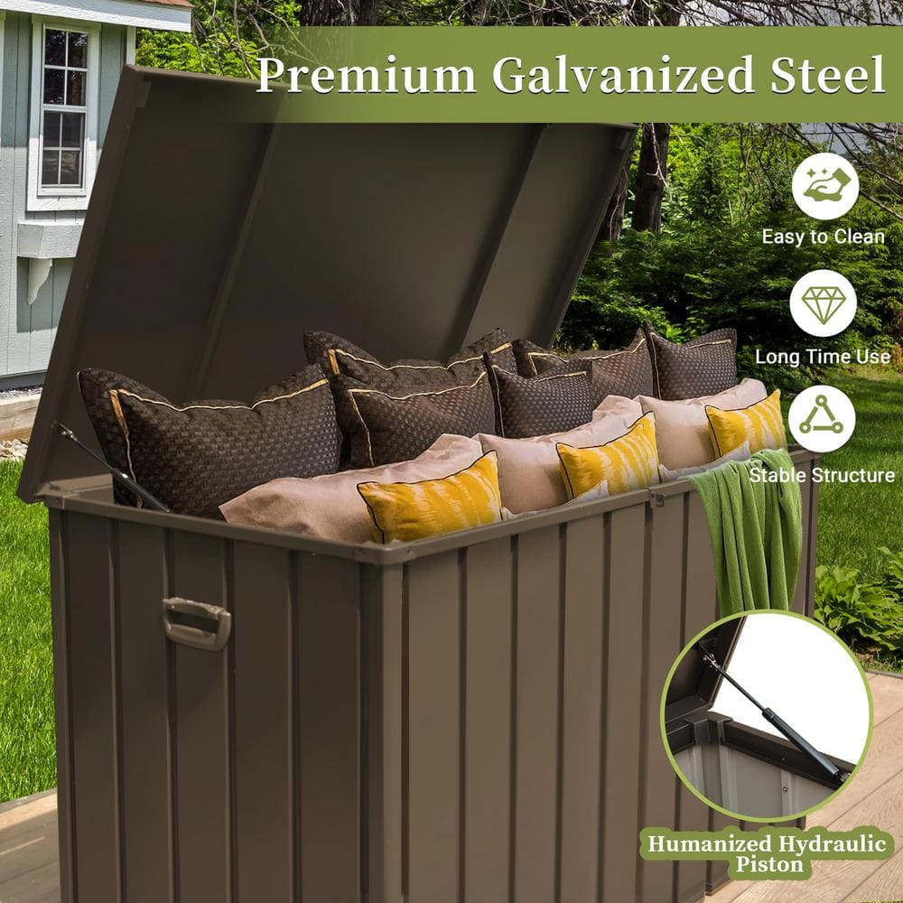 150 Gal. Dark Brown Galvanized Steel Deck Box - Hercitys