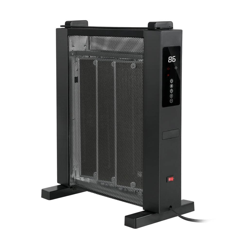 1500-Watt 24.8 in. Electric Compact Convection Black Infrared Space Heater with Adjustable Thermostat - Hercitys