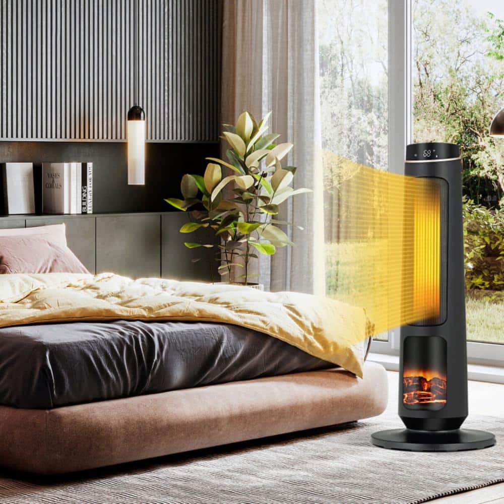 30 in. H 1500-Watt Electric Ceramic Fan Space Heater PTC Fast Heating Space Heater w 12H timer, 3 Heating Modes - Hercitys