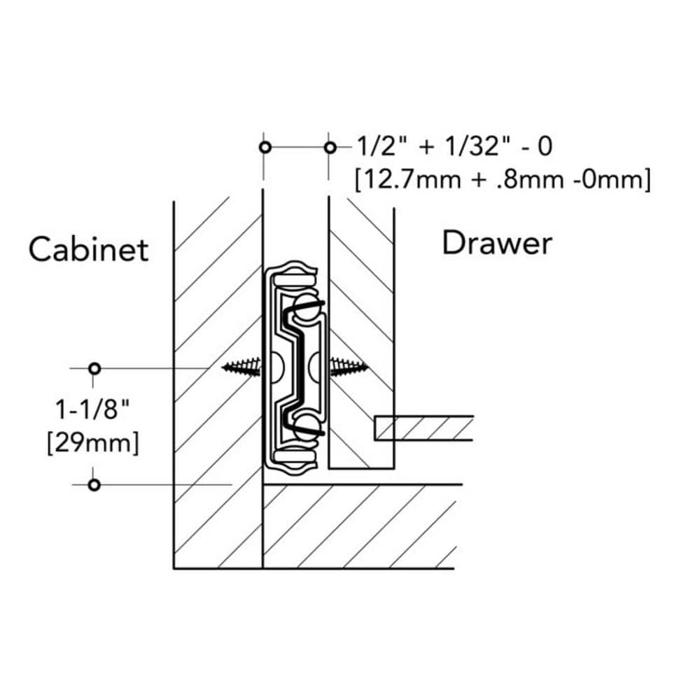 14 in. Full Extension Ball Bearing Side Mount Drawer Slide Set with Rear Bracket 4-Pairs (8 Pieces) - Hercitys