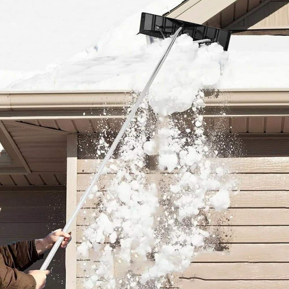 57 in. to 240 in. Extendable Aluminum Snow Roof Rake with Anti-slip Handle - Hercitys