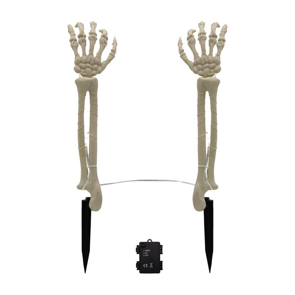18 in. Height Battery Operated Halloween Yard Decoration Lighted Skeleton Arms – Set of 2 - Hercitys