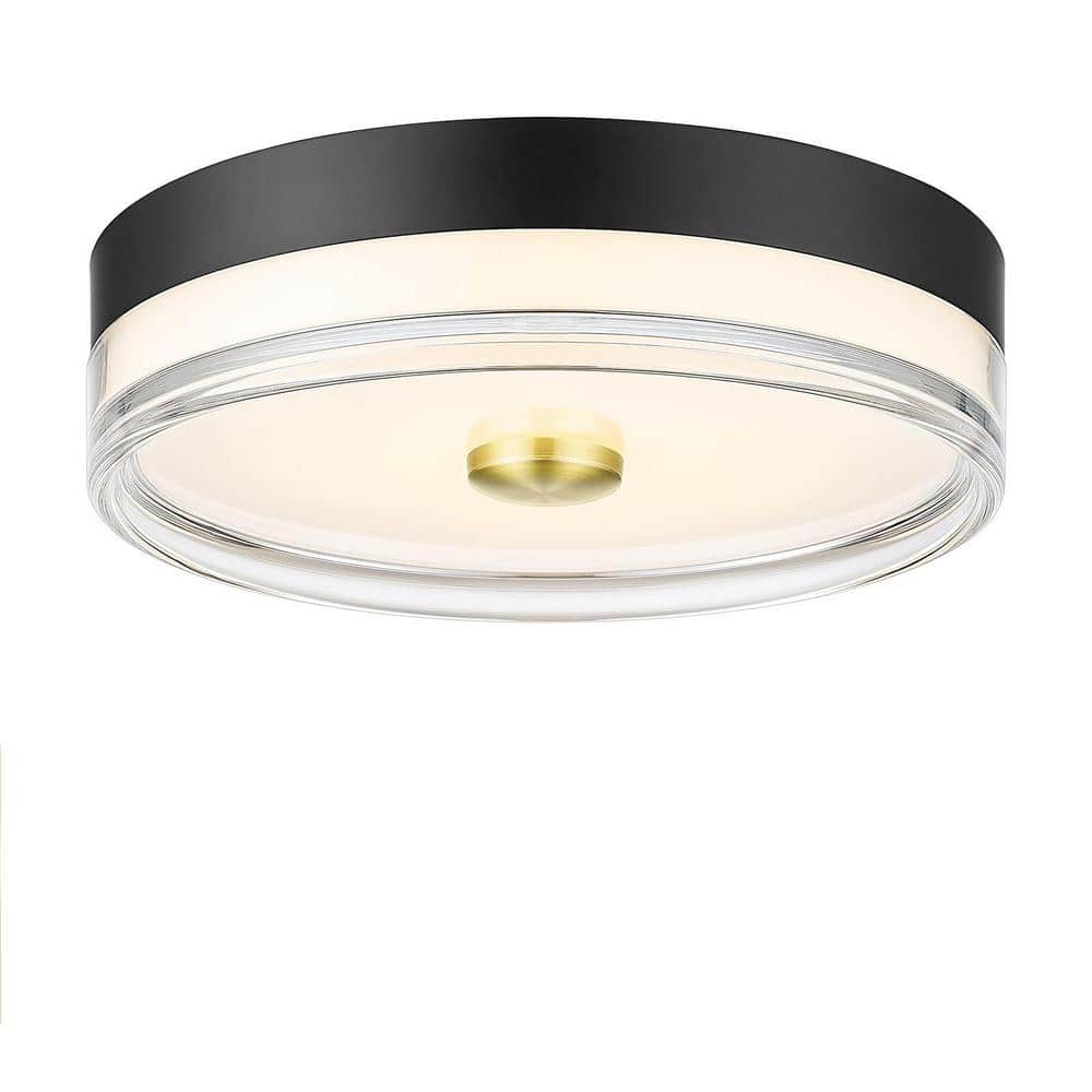 11.8 in. 5 CCT Light Black and Gold Finish Fixtures Flush Mount Ceiling Mount 24W LED Ceiling Light for Hallway Bedroom - Hercitys