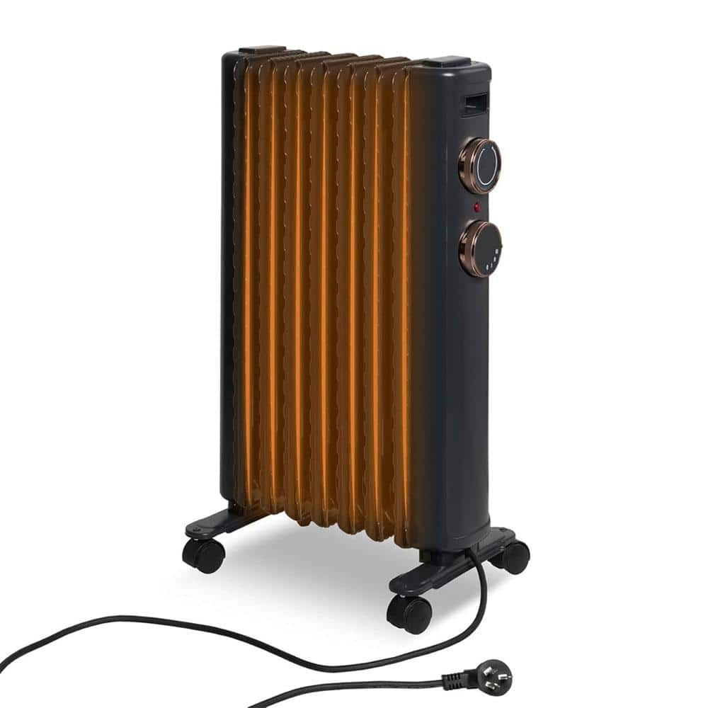 1500-Watt Matte Black Indoor Electric Oil Filled Radiator Space Heater with 3 Heating Modes - Hercitys
