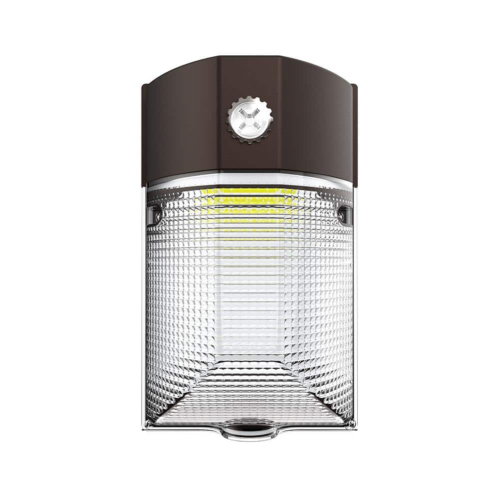 150- Watt Equivalent, Integrated LED, Bronze Finish, Dusk to Dawn Mini Wall Pack Light, Selectable CCT 3000K/4000K/5000K - Hercitys