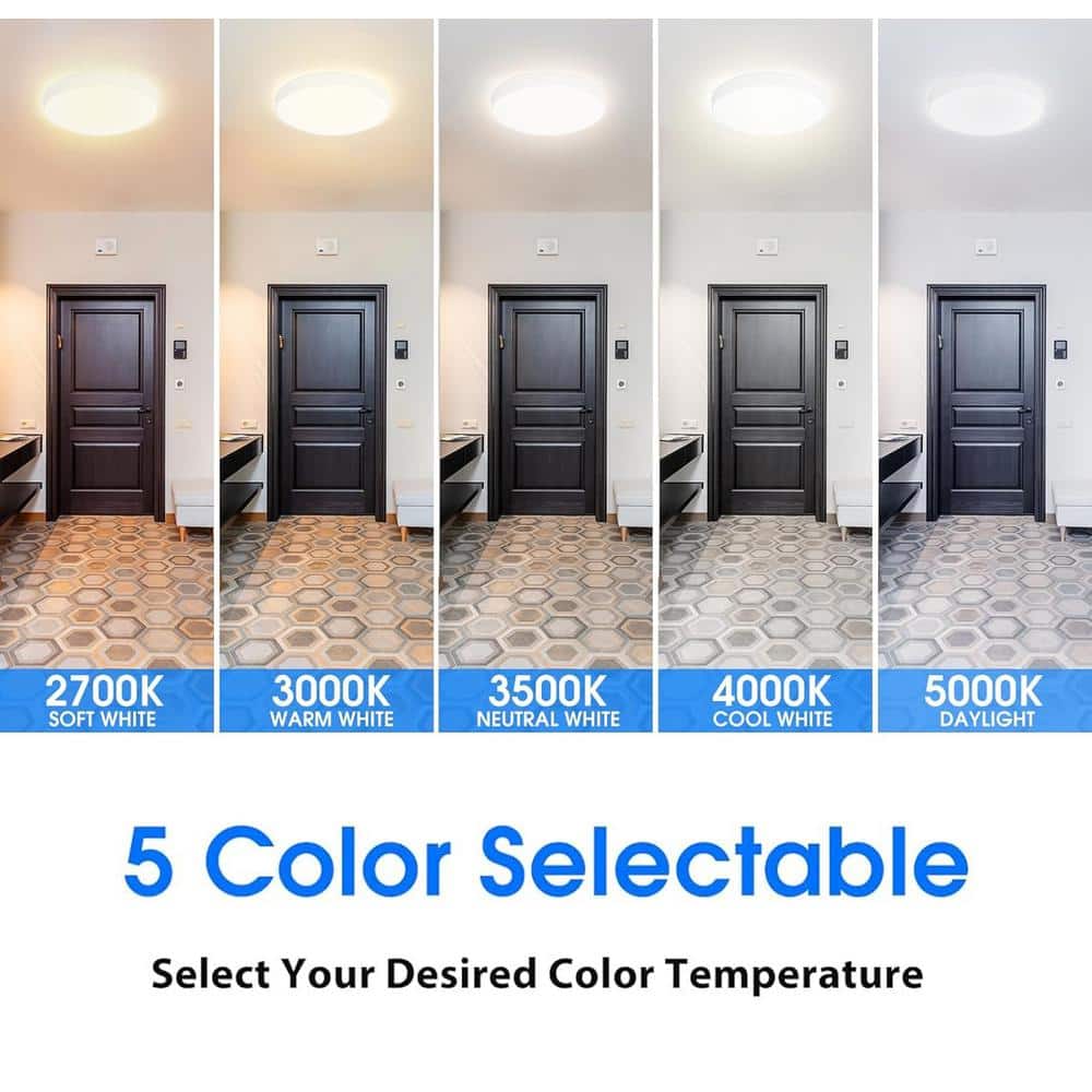 11 in White Round Flush Mount With plastic Shade and No Bulbs Included 1 Pack - Hercitys