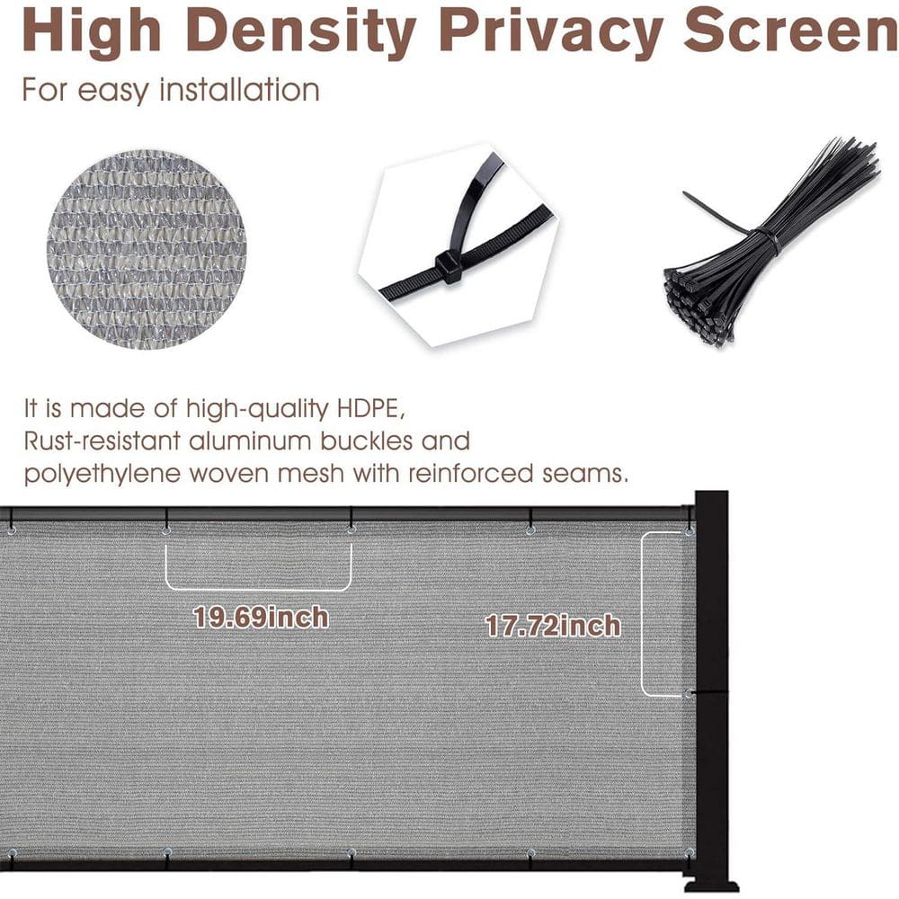 36 in. HDPE Brown Gray Plastic Privacy Garden Fence with UV Protection, Balcony and Deck Wind Block Screen - Hercitys