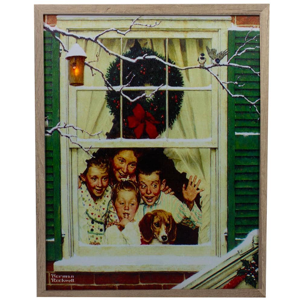 19 in. Lighted Norman Rockwell Oh Boy It’s Pop with a New Plymouth’ Christmas Wall Art - Hercitys