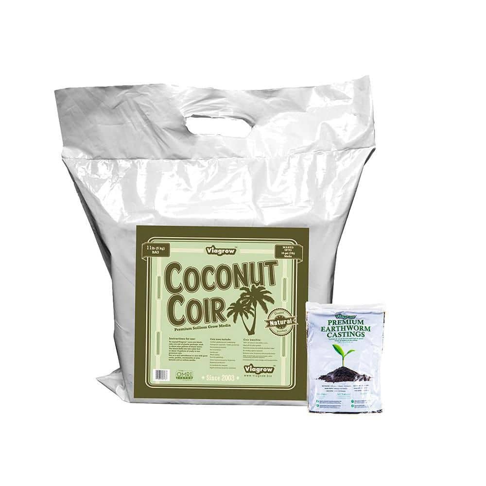 11 lb. (5KG) Coconut Coir Block & 1LB earth worm castings, Coco Coir and earth worm castings, (expands up to 18 gallons) - Hercitys