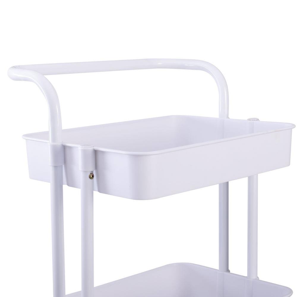 3-Tier Rolling Basket Cart in White - Hercitys