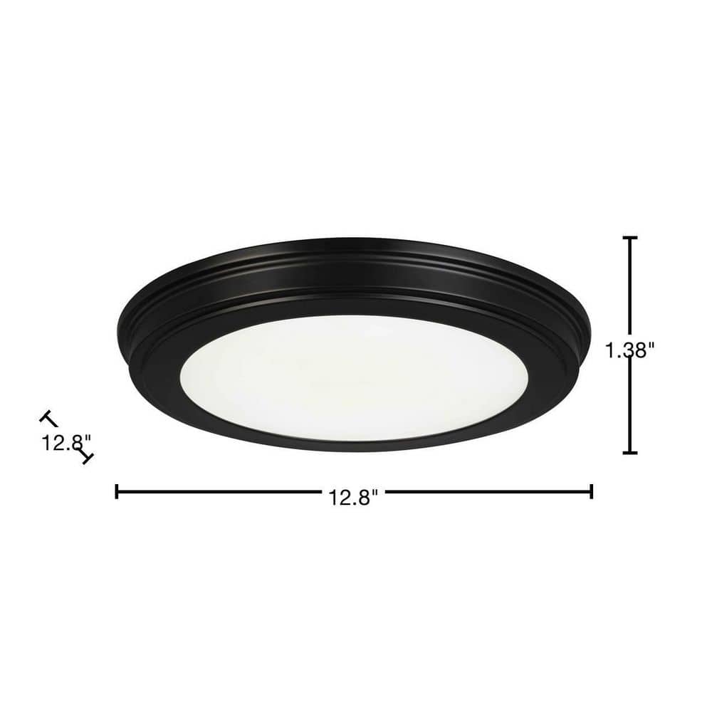 13 in. Matte Black 3-CCT LED Round Flush Mount, Low Profile Ceiling Light (2-Pack) - Hercitys
