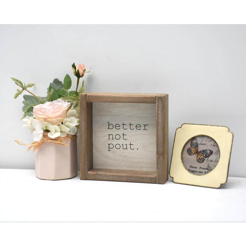 5.87 5 in. Better Not Pout Rustic Wood Christmas Tabletop Sign - Hercitys