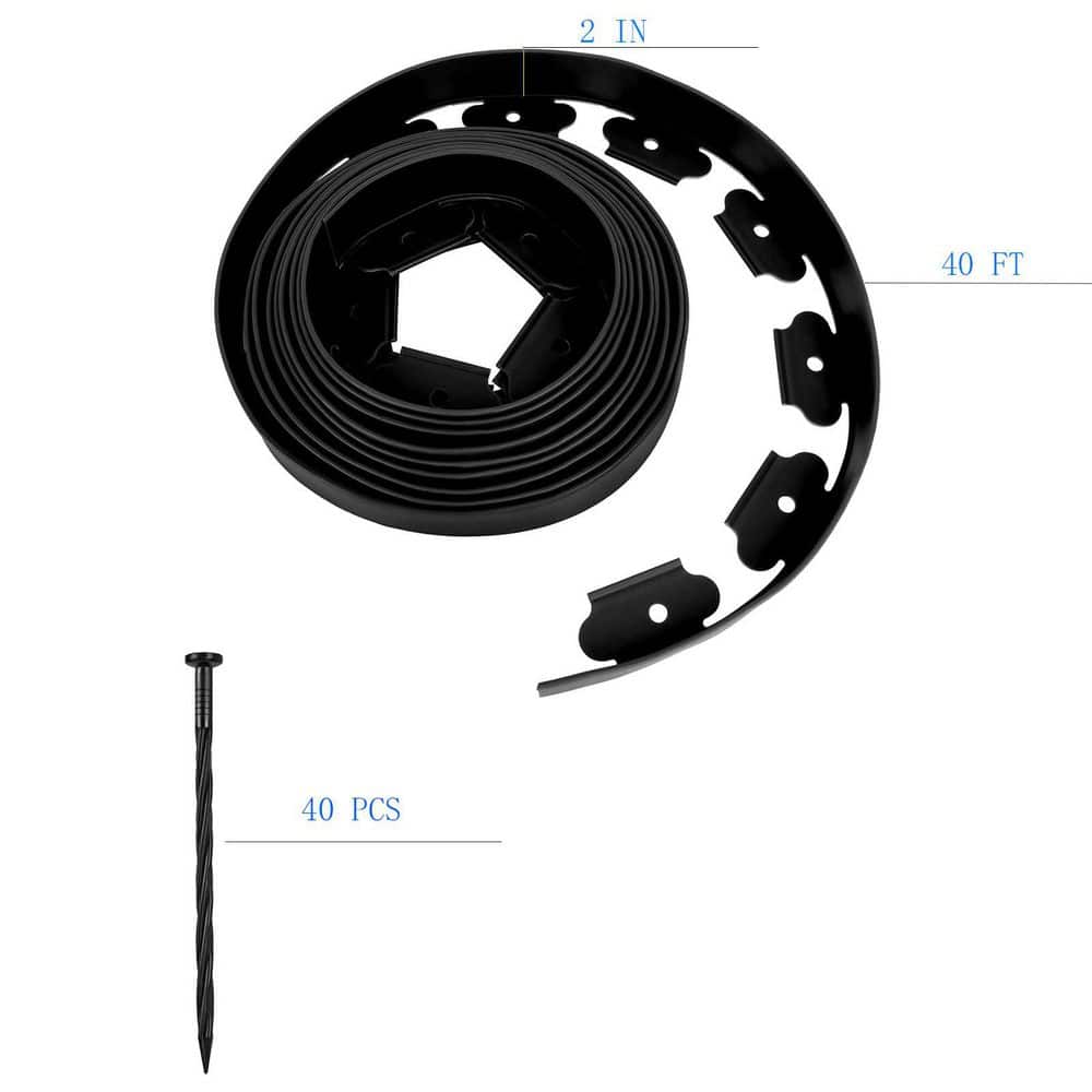 2 in. H x 40 ft. W No-Dig Plastic Landscape Edging Kit, Paver Edging - Hercitys