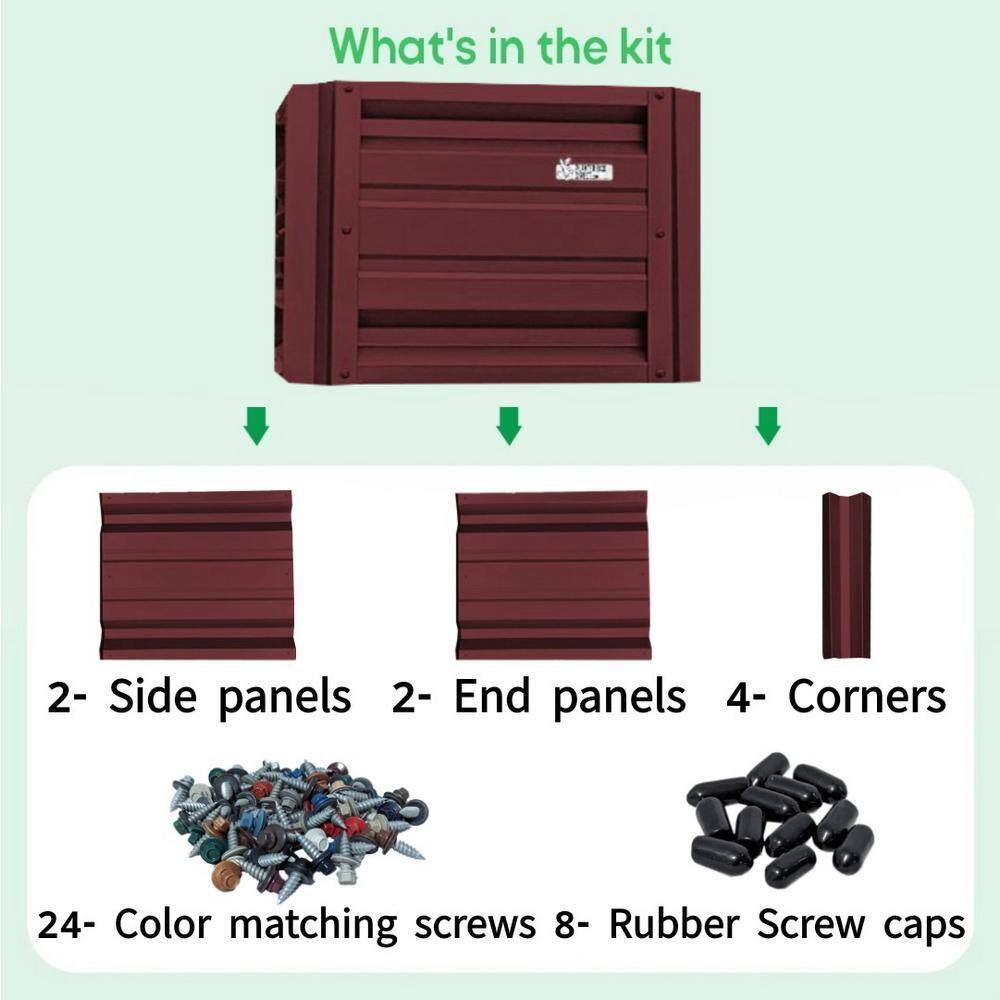 24 inch by 24 inch Square Burgundy Metal Planter Box - Hercitys